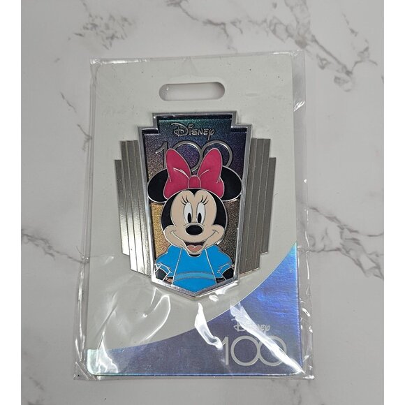 NEW! Disney 100 Minnie Mouse Exclusive Collectible Pin With Pink Bow & Blue Outf - Picture 1 of 2